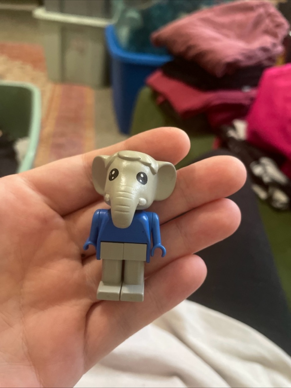 Blue & Gray Elephant Figure Kids Toy
